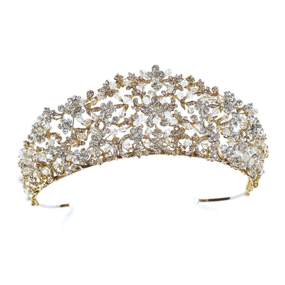 
            
                Load image into Gallery viewer, Gold Wedding Tiara with Crystals, Phoenix
            
        