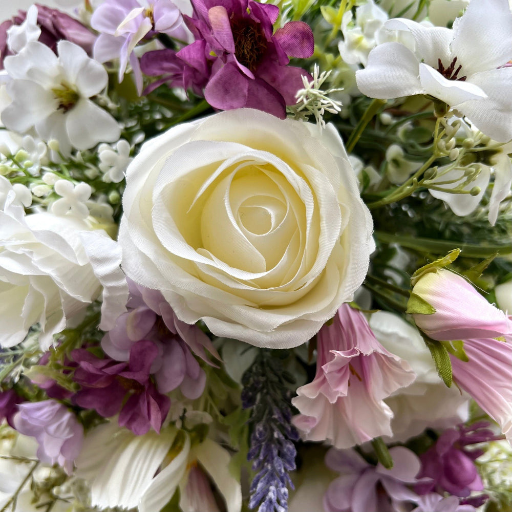 
            
                Load image into Gallery viewer, Hand Tied Wedding Bouquet, Silk Bridal Bouquet, Ivory, Lavender &amp;amp; Pink Flowers, All Sizes FL15
            
        