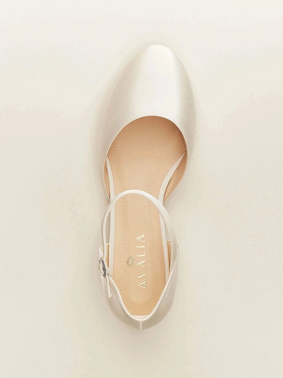 Ivory Satin Flat Wedding Shoes with Ankle Strap, Satin Wedding Pump SISSI **SALE SIZE 5**