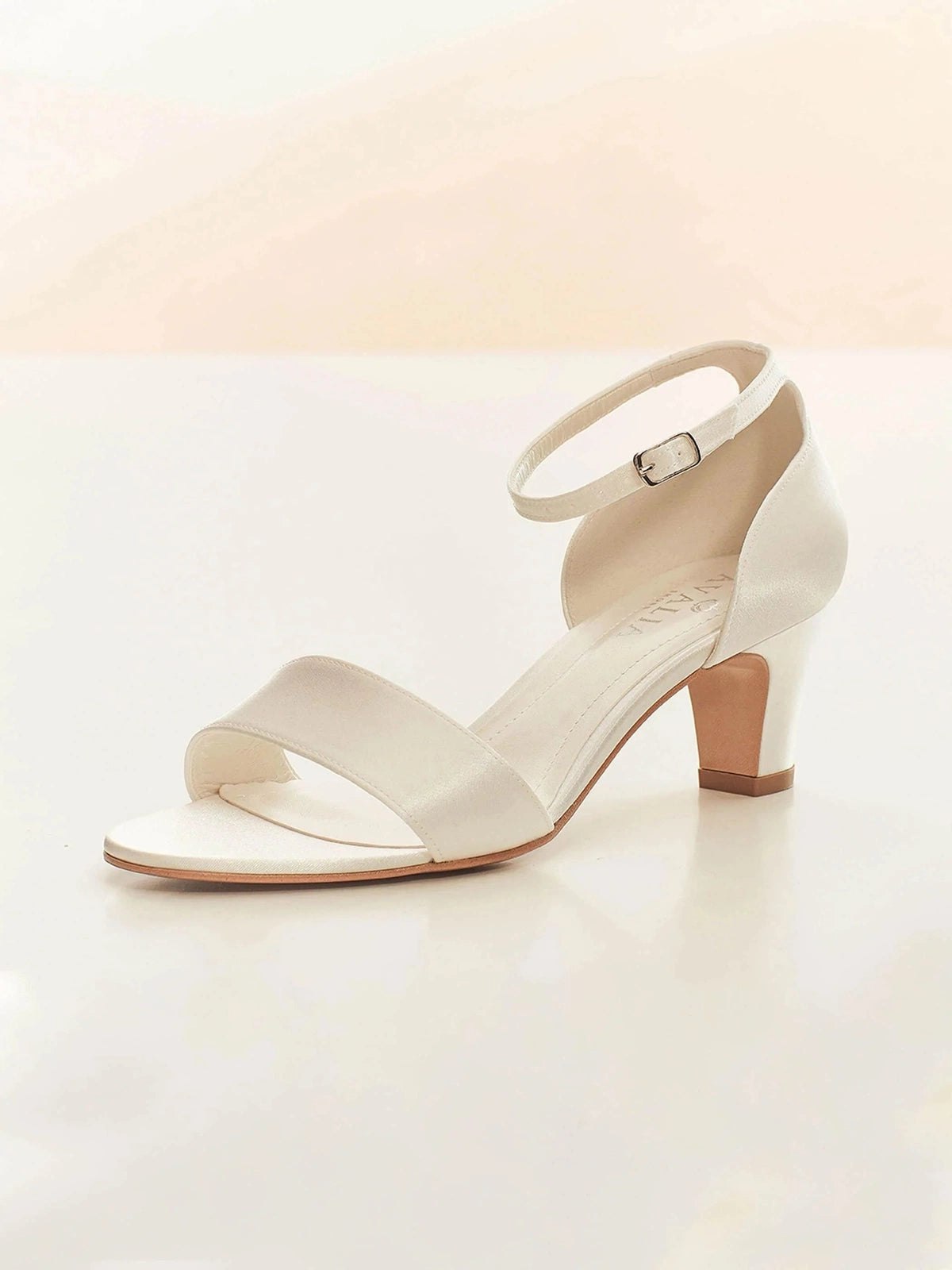 Ivory Satin Low Block Heel Sandal, Size 6, Capri ***SALE***