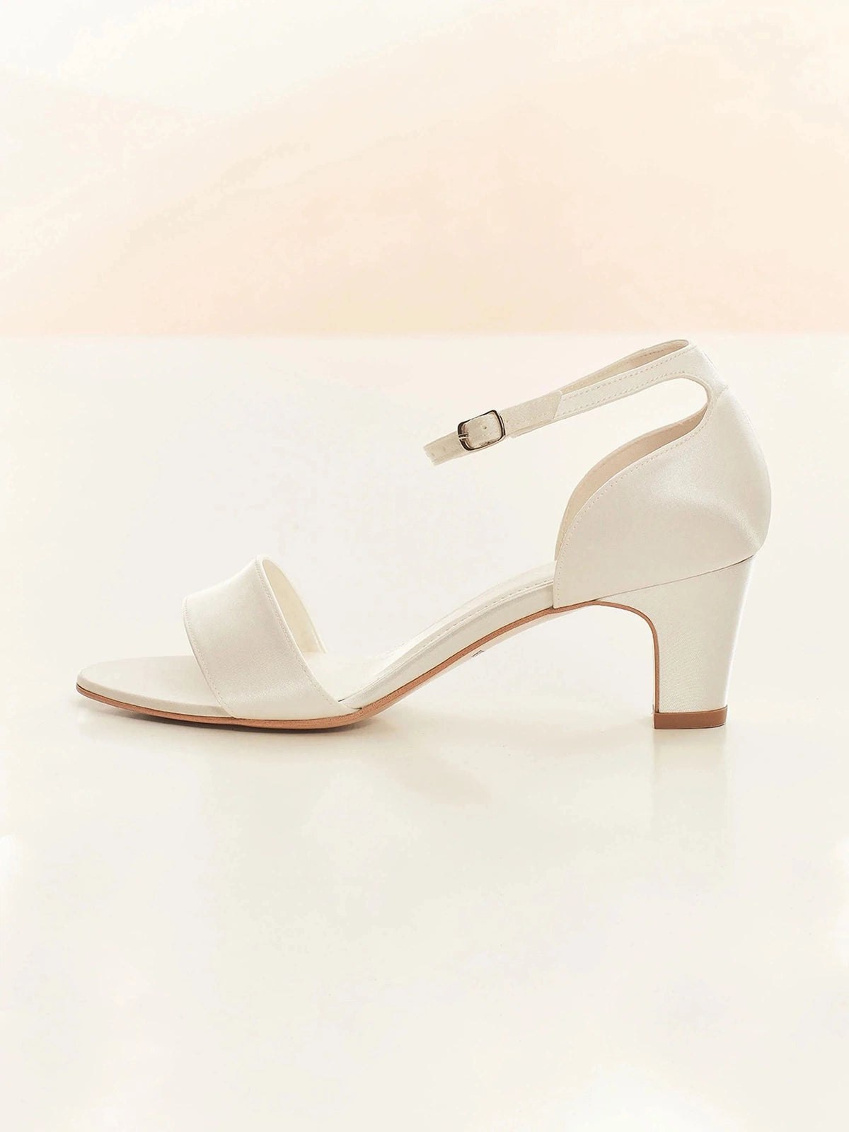 Ivory Satin Low Block Heel Sandal, Size 7, Capri ***SALE*** - Topknot Tiaras & Veils