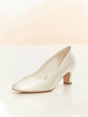 Ivory Satin Wedding Shoes, Low Block Heel, Grace, Size 5 ***SALE***