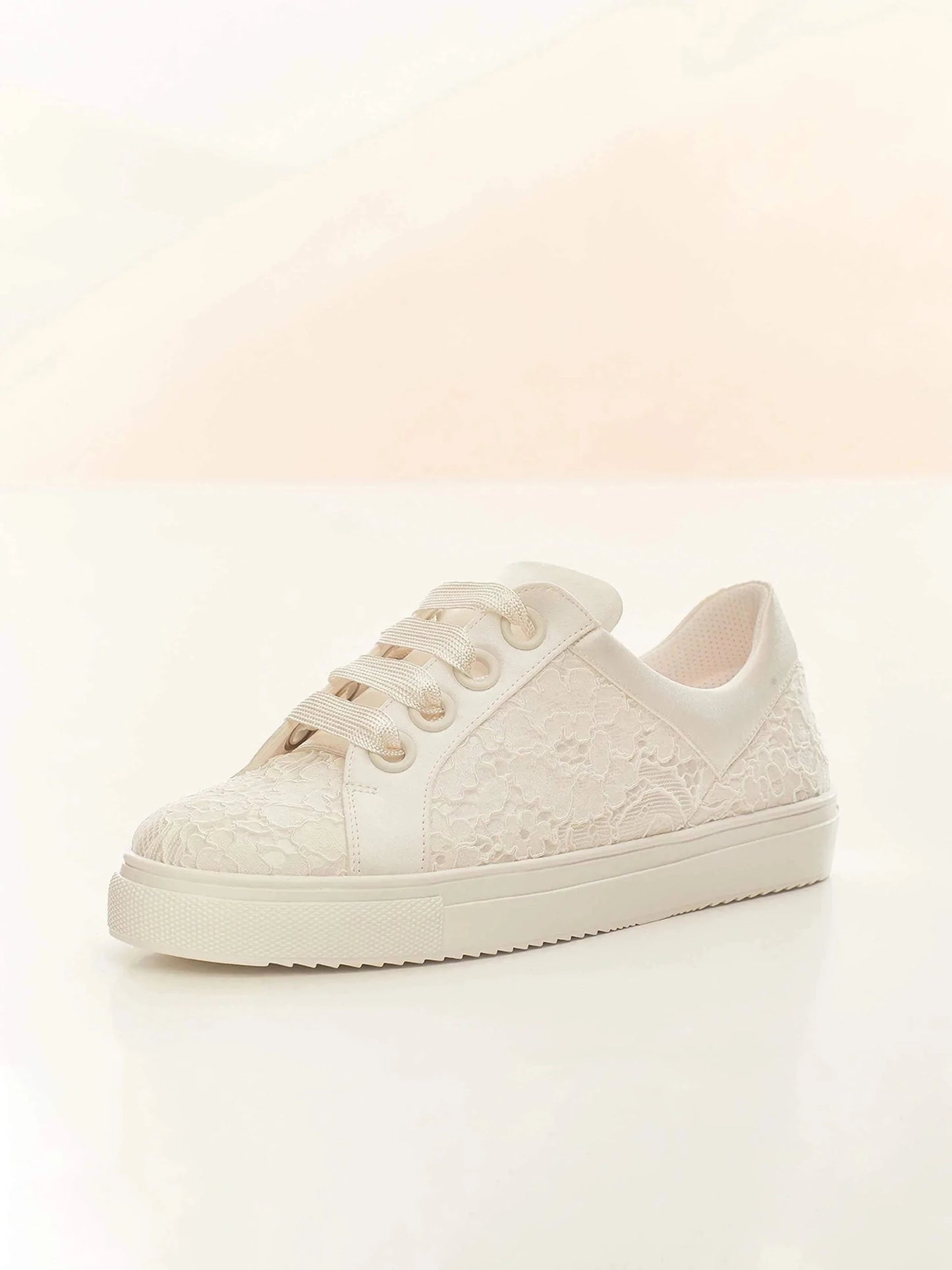 Ivory Satin and Lace Bridal Sneakers, Brides, Bridesmaids Pumps ZOE **SIZE 6**