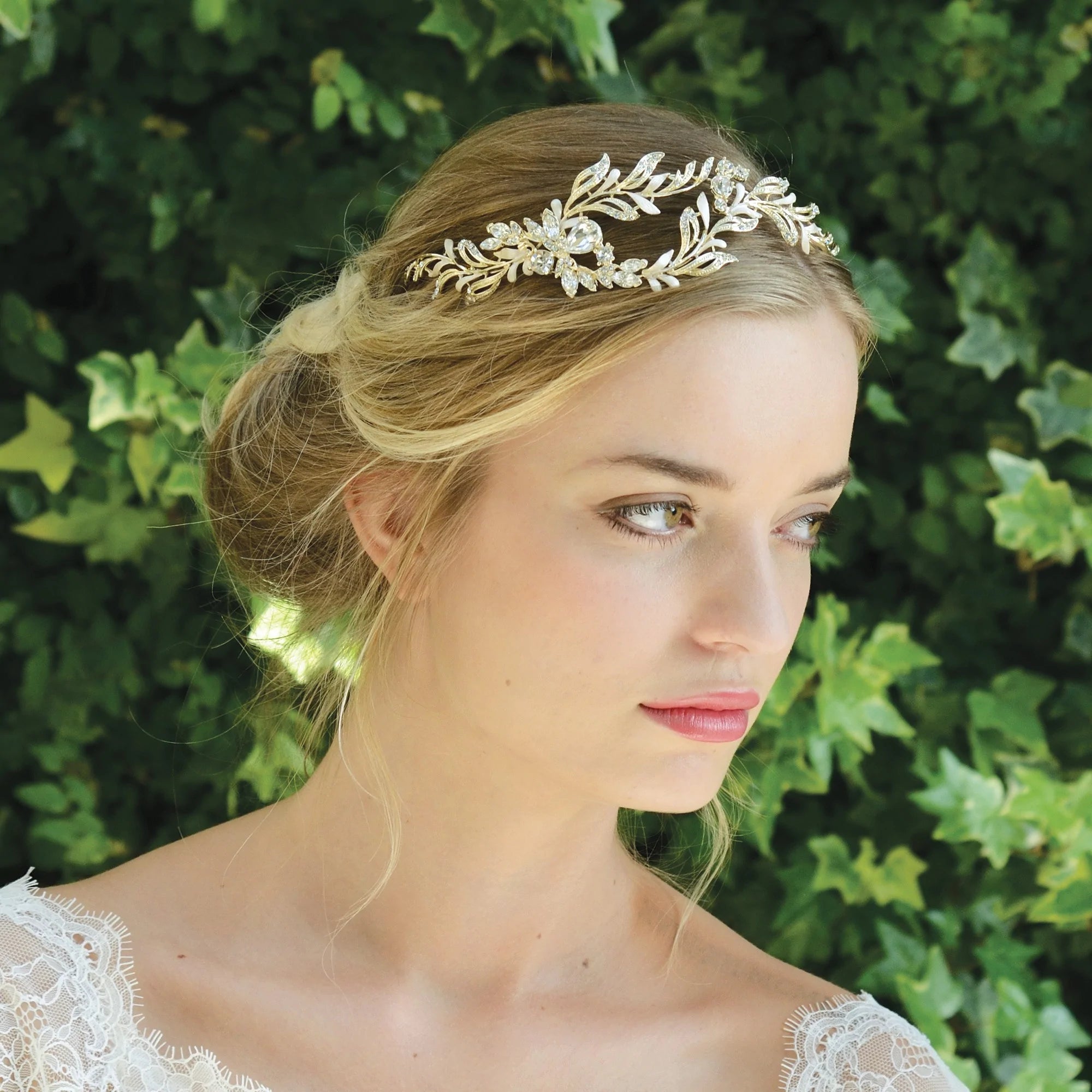 Gold Bridal Tiara Headband Topknot Tiaras