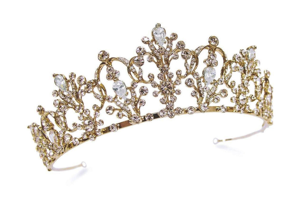 Ivory & Co Gold Crystal Bridal Tiara Crown, Jaqueline