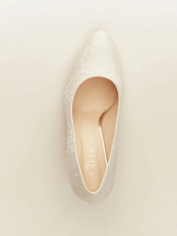 Ivory Lace Bridal Shoe, Wedding Court Shoe, DEMI