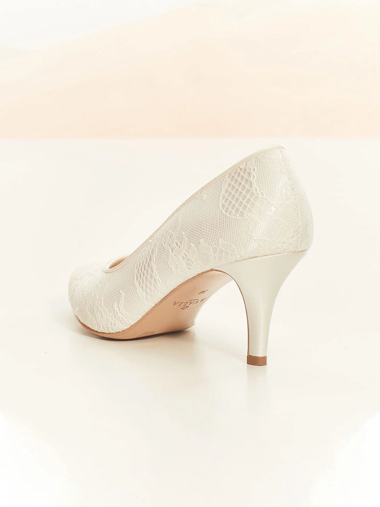 Ivory Lace Bridal Shoe, Wedding Court Shoe, DEMI