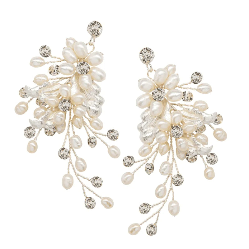 
            
                Load image into Gallery viewer, Ivory Pearl Cascade Wedding Earrings, 9803
            
        