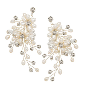 Ivory Pearl Cascade Wedding Earrings, 9803