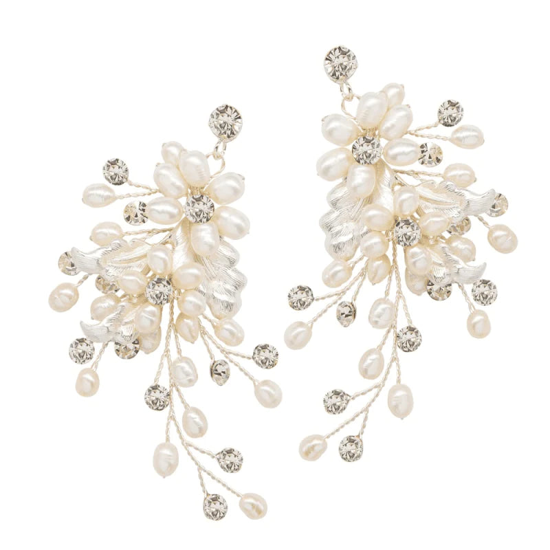 
            
                Load image into Gallery viewer, Ivory Pearl Cascade Wedding Earrings, 9803
            
        