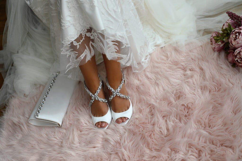 Ivory Satin Wedding Shoe with Crystals, By Perfect Bridal, KATELYN