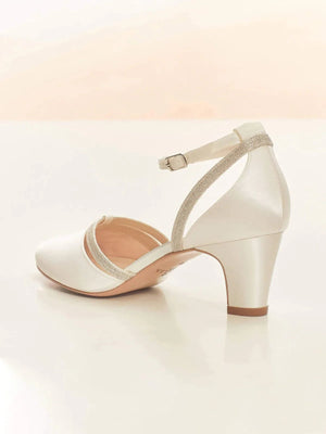 Ivory Satin Wedding Shoes, Low Block Heel LUNA, Size 5 ***SALE***