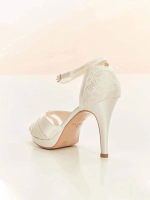 Ivory Wedding Shoe, Satin & Lace Bridal Heels, ALBA