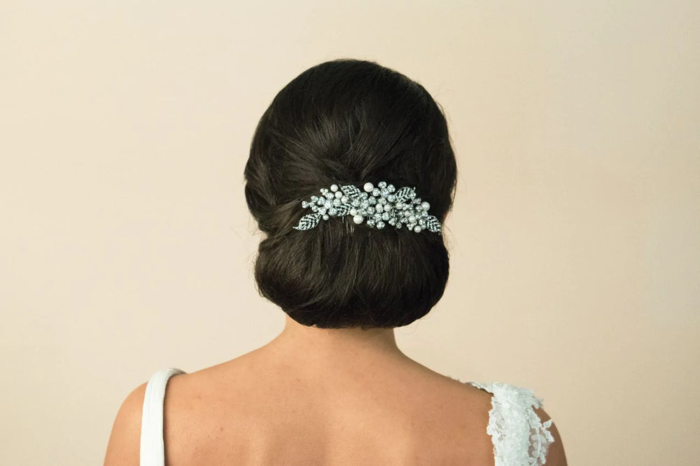Ivory and Co Brides Crystal Hair Comb, Silver Leaf Design MADRID