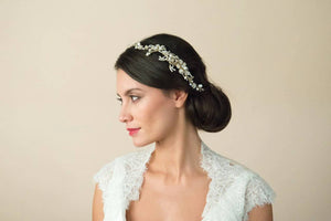 Ivory and Co Brides Gold Floral Hair Comb, GOLD PEARL CRESCENT