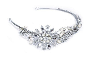 Ivory and Co Brides Silver Crystal Floral Headband, Barcelona