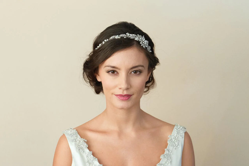 Ivory and Co Brides Silver Crystal Floral Headband, Barcelona