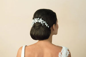 Ivory and Co Brides Silver Floral Hair Comb, SILVER PEARL CRESCENT