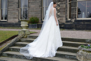 
            
                Load image into Gallery viewer, Ivory and Co Cambridge Single Tier Cathedral Wedding Veil, Crystal Edge, Ivory or White
            
        