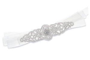 Ivory and Co Crystal Bridal Belt, Wedding Dress Belt, Crystal Organza Sash, ART DECO