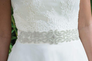 Ivory and Co Crystal Bridal Belt, Wedding Dress Belt, Organza Sash VIRGINIA SASH SILVER