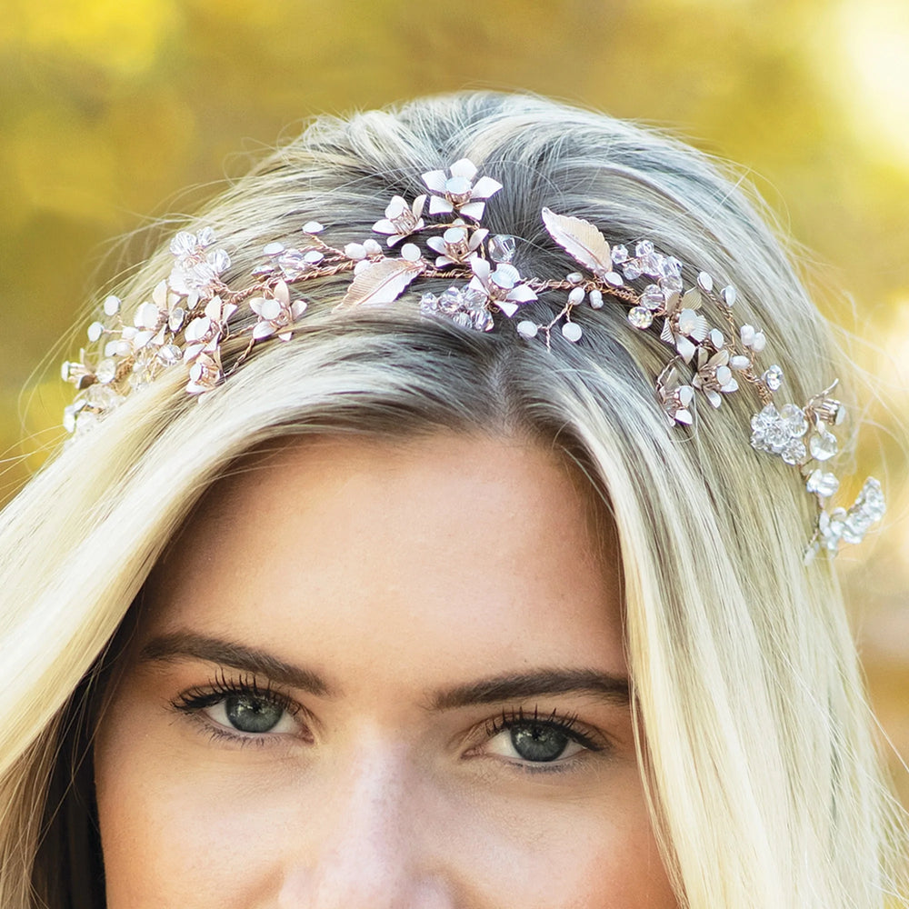 
            
                Load image into Gallery viewer, Ivory and Co Rose Gold Bridal Hair Vine, CINNAMON ROSE
            
        