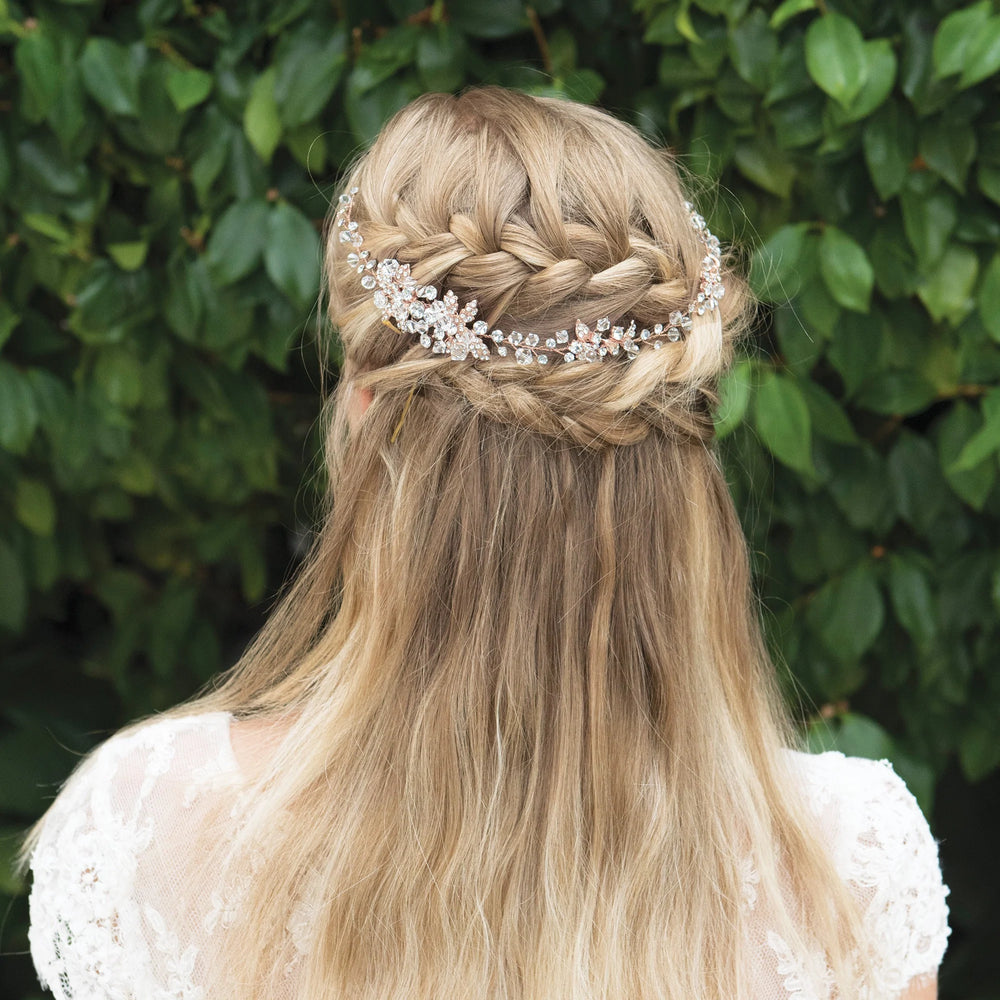Ivory and Co Rose Gold Crystal Bridal Hair Vine, FIRENSA