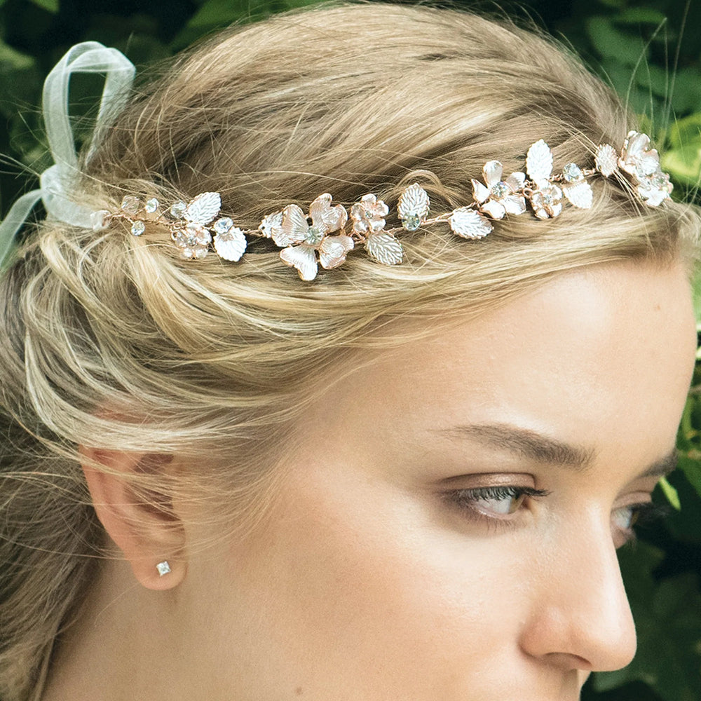 Ivory & Co Sienna Rose Gold Crystal Hairvine - Crystal Bridal