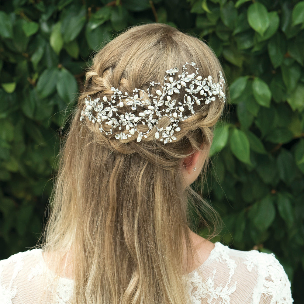 Ivory and Co Serenity Crystal and Pearl Bridal Headpiece Silver SERENITY