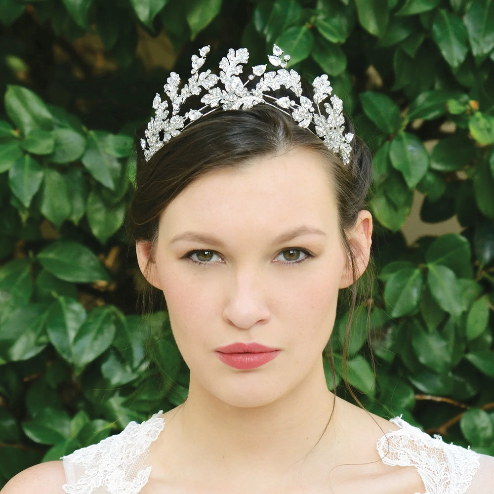 
            
                Load image into Gallery viewer, Ivory and Co Silver Crystal Bridal Tiara, VALKYRIE
            
        
