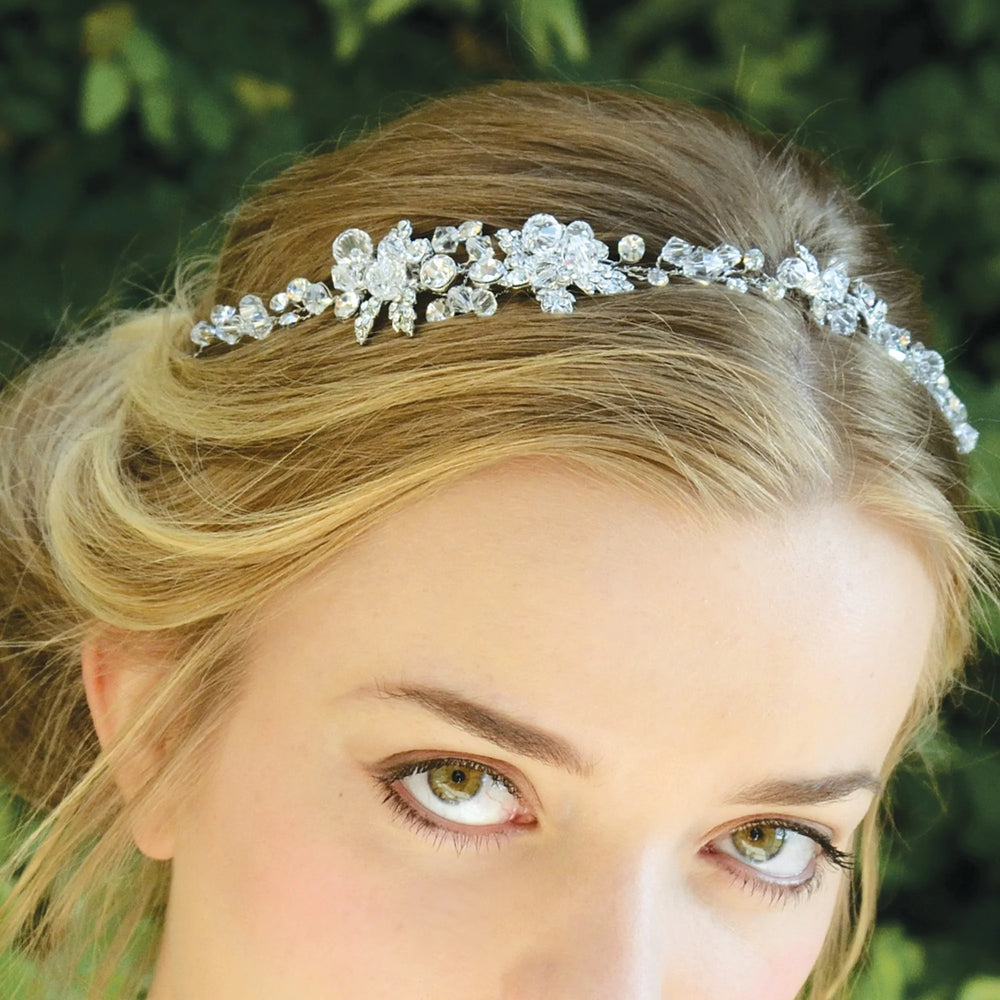 Ivory and Co Silver Floral Crystal Hair Vine, ANNETTE