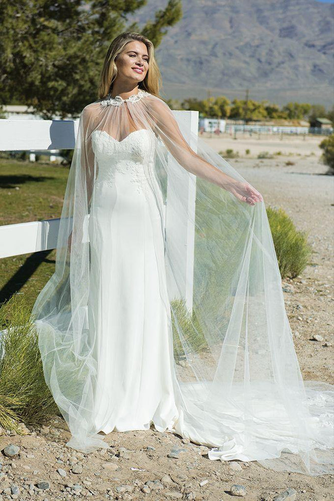 TFNC Bridal exclusive lace cape in ivory