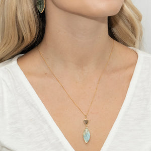 Labradorite Drop Necklace, Pendant, Gemstone Jewellery, PALM