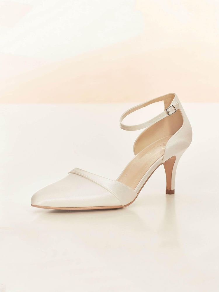 Low Heel Wedding Shoes, Ivory Satin Bridal Heels, MIRA