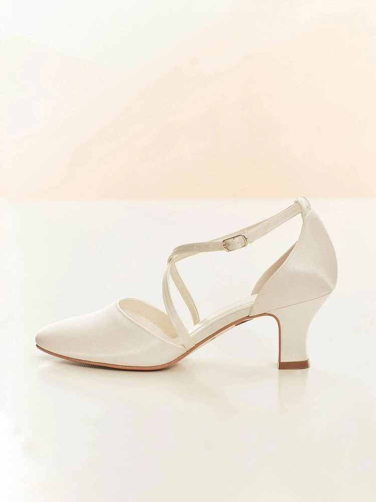 Low Heel Wedding Shoes in Ivory Satin, SALLY