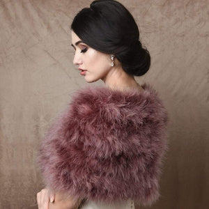 Marabou Feather Wrap, Dusky Pink, Vintage Inspired Shrug, Stole 1297 **SALE**