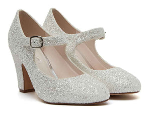 Mary Jane Wedding Shoes By Rainbow Club, Snow Glitter, Madeline