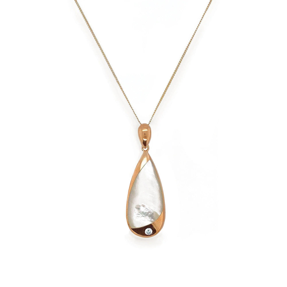 Mother of Pearl Inlaid Teardrop Pendant Necklace
