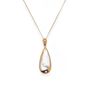 
            
                Load image into Gallery viewer, Mother of Pearl Inlaid Teardrop Pendant Necklace
            
        
