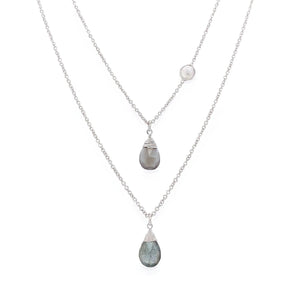Multi Gemstone Necklace with Double Chain, Gemstone Jewellery, WANDERLUST