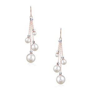 Pearl Drop Chandelier Earrings, Rose Gold or Silver, Bridal Jewellery 7417,7416-Rose Gold