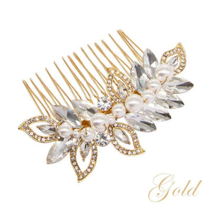 Pearl Shimmer Wedding Hair Comb, Headdress, Silver, Gold or Rose Gold 6036,6037,6035-Silver