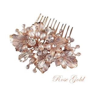 Pearl and Crystal Wedding Hair Comb, Headdress, Silver, Gold or Rose Gold 1889,1887,1885-Silver