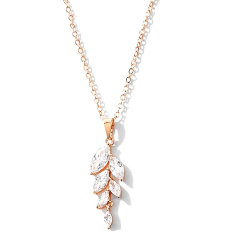 Rose Gold Crystal Drop Necklace, A9043 - Topknot Tiaras & Veils
