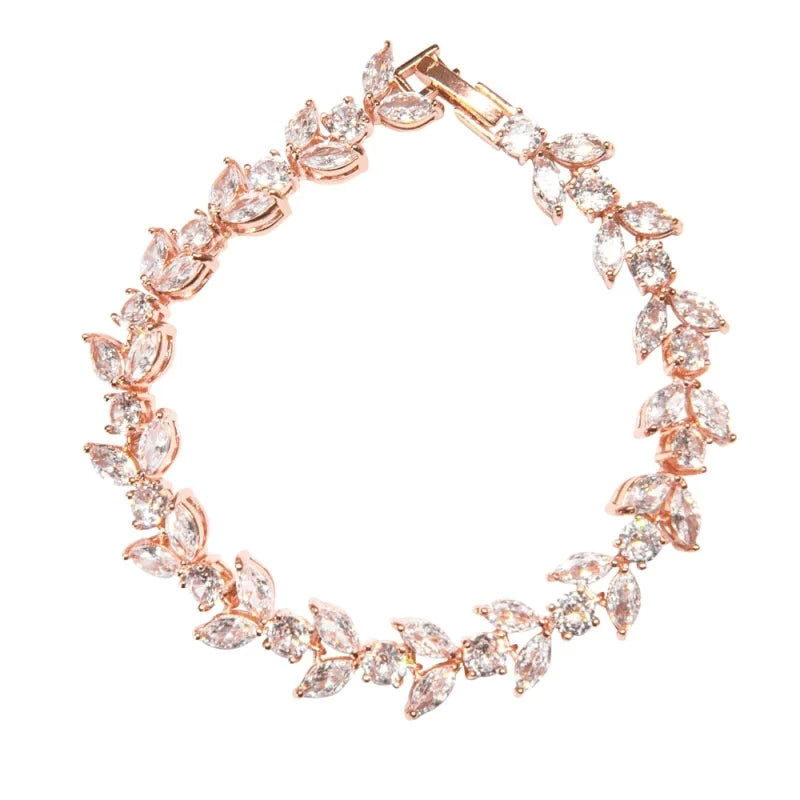 Rose Gold Crystal Wedding Bracelet 7843 - Topknot Tiaras & Veils
