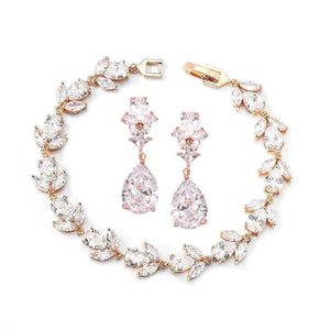 Rose Gold Crystal Wedding Bracelet & Earring Set 7538 ***SALE***