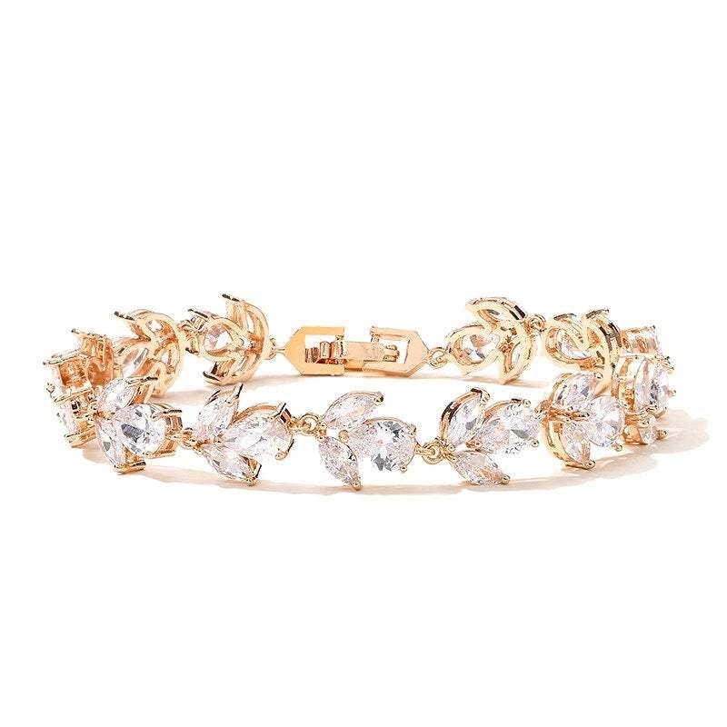 Rose Crystal Wedding Bracelet & Earring Set 7538