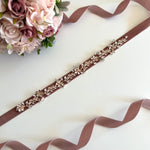 Rose Gold Bridal Belt, Dusky Pink Wedding Belt Sash TT443