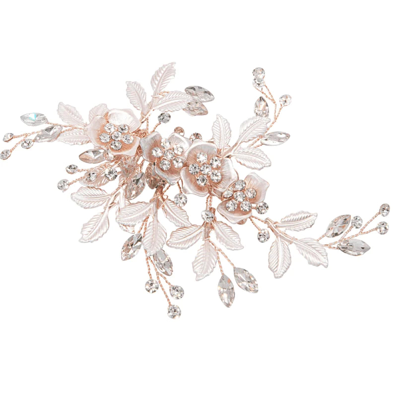 Rose Gold Bridal Hair Clip with Crystals, A7589