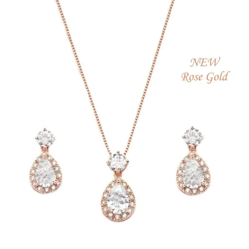 
            
                Load image into Gallery viewer, Rose Gold Crystal Bridal Jewellery Set 1201
            
        